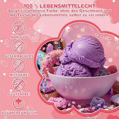 Colorant alimentar în gel - HXDZFX 2×30ml, colorant alimentar fără zahăr, foarte concentrat, pentru decorarea torturilor, fondant alb, macaroane, prăjituri, copt, ouă de Paște, slime (mov struguri)