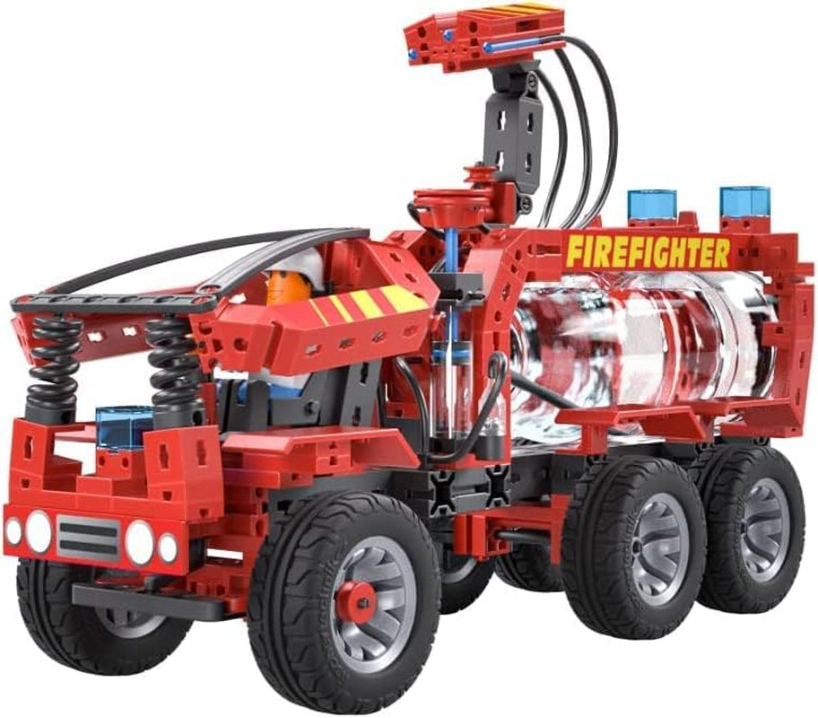 fischertechnik 564069 Advanced Firefighter – Bausatz für Kinder ab 7 Jahre, Experimentierbaukasten mit Feuerwehrauto & Spritzfunktion, elősegíti a műszaki megértést, Schwarz, Mittel