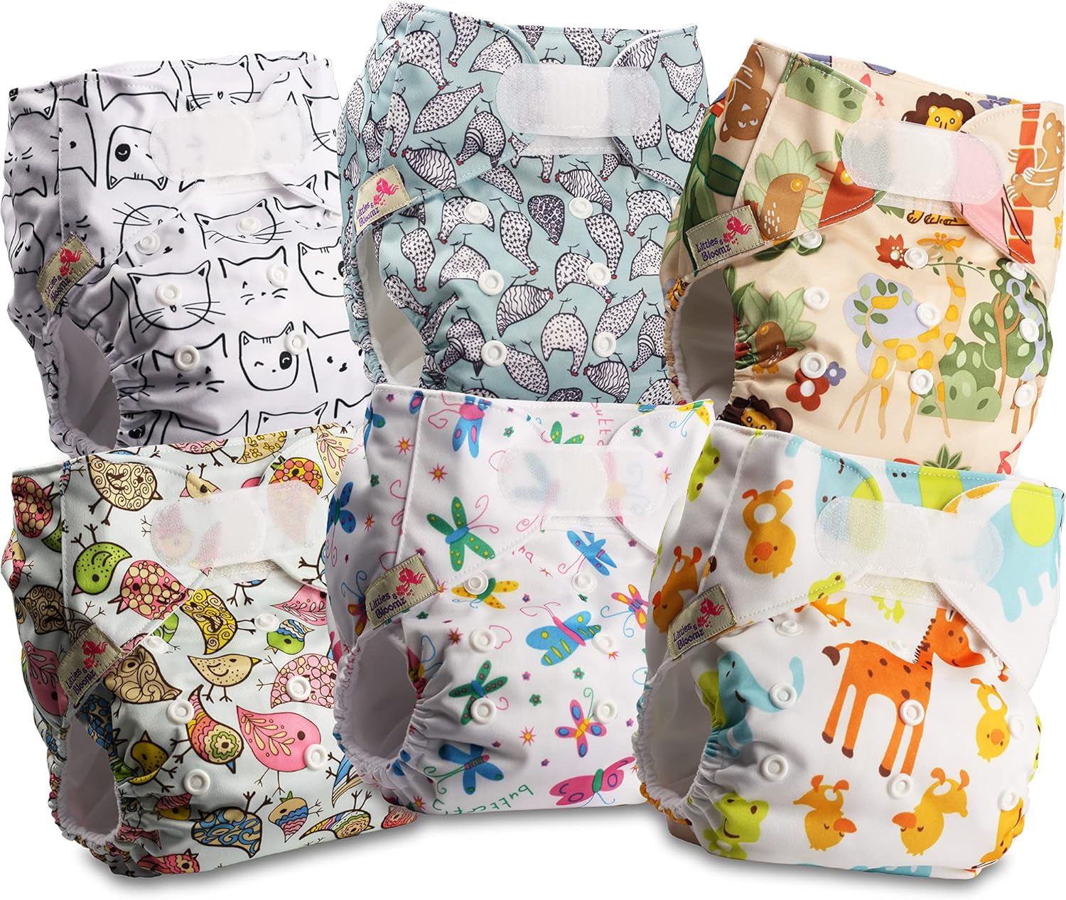 Littles és Bloomz újrafelhasználható pelenka FLV2-0602, szabványos horogzáras, 6 pelenka