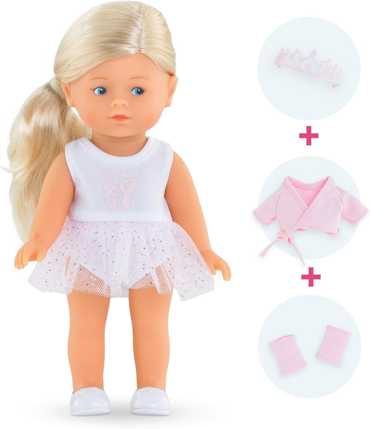 Les Trends Mini Corolline Rosy balerina szett, Vollvinylpuppe mit langem Haar, extra felszerelés Geschenkboxban, Vanilleduft, 20 cm, kb 3 év
