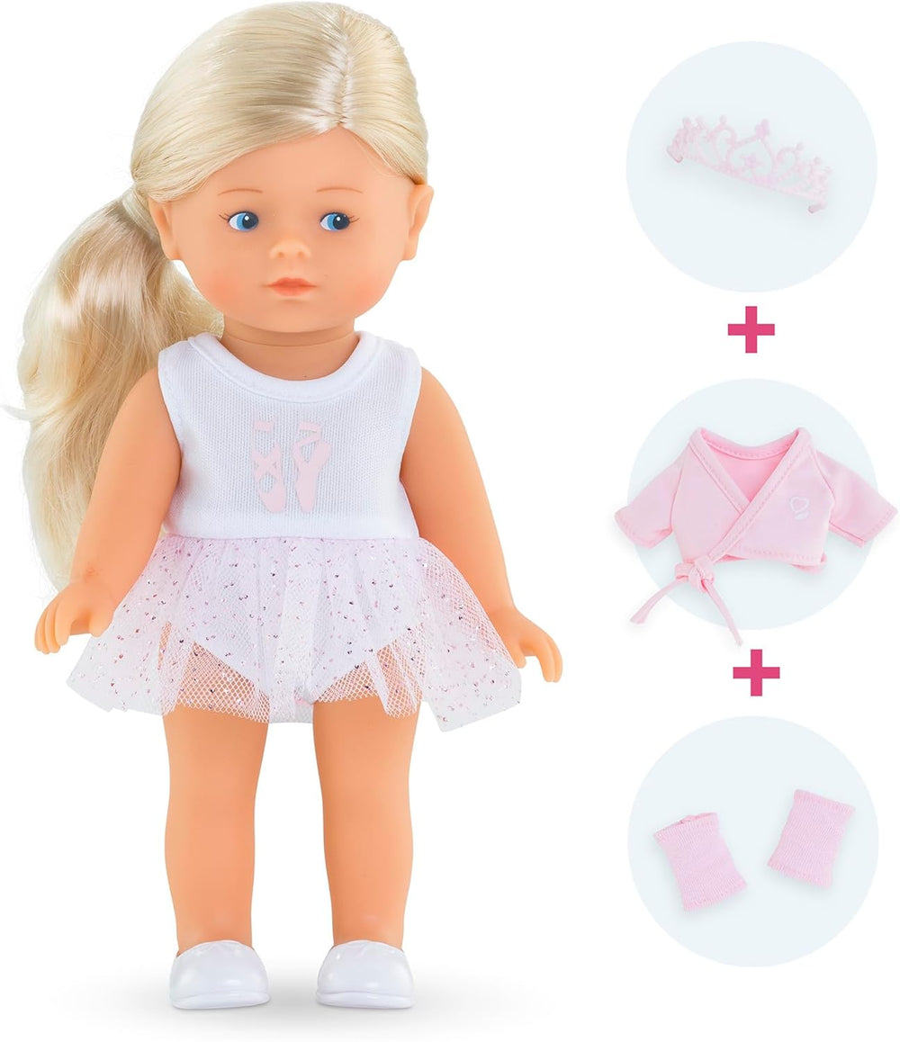 Les Trends Mini Corolline Rosy balerina szett, Vollvinylpuppe mit langem Haar, extra felszerelés Geschenkboxban, Vanilleduft, 20 cm, kb 3 év