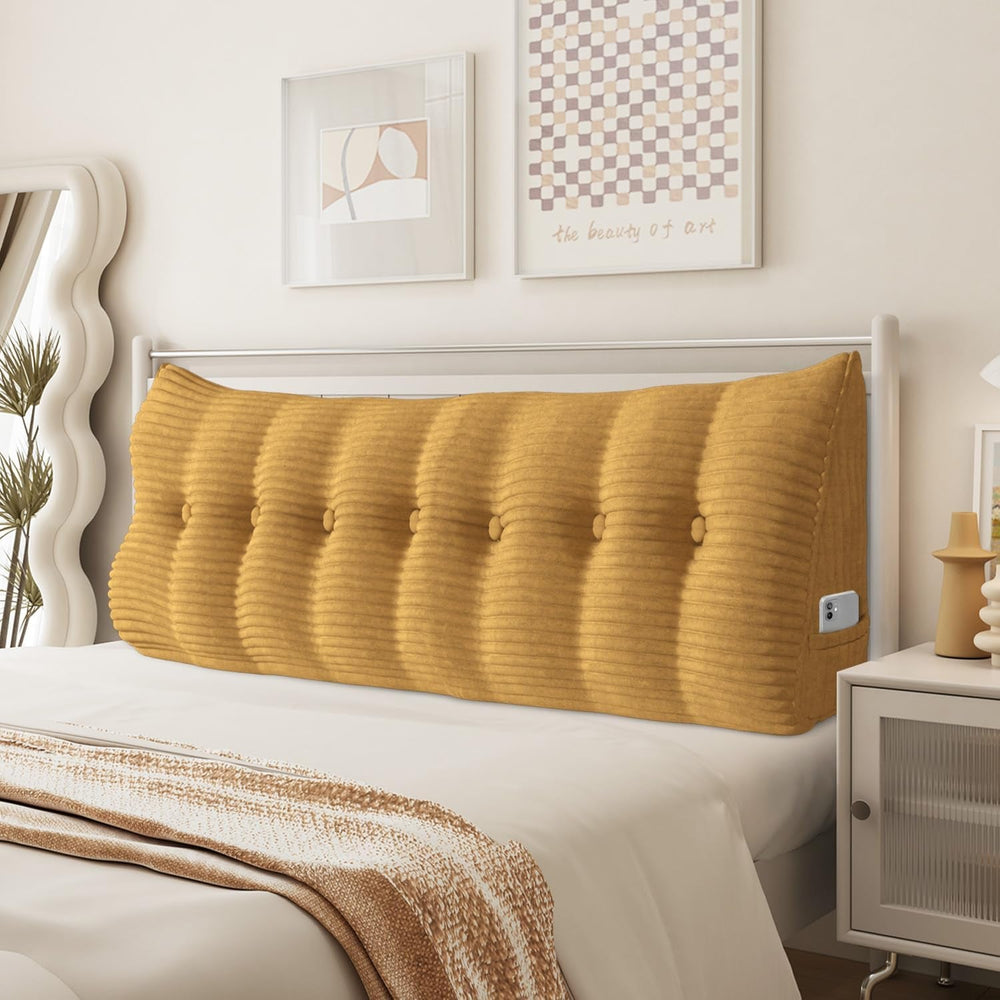 Pernă Johnear cu pană, pernă de citit pentru pat și canapea, pernă pentru spătar, pernă pentru tăblie, pernă lombară triunghiulară mare (gri, 45 cm)