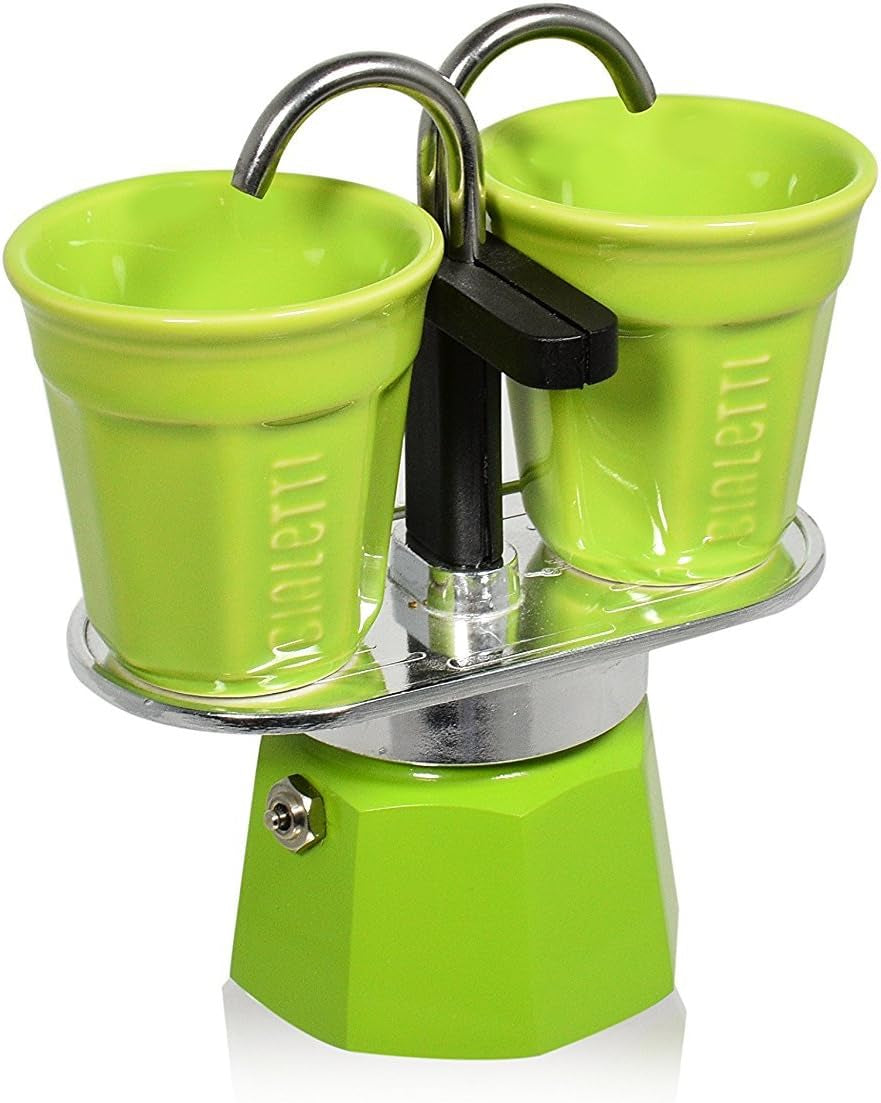 Bialetti - Mini Express Kandisky: Set Moka include aparat de cafea pentru 2 cești (90ml) + 2 cești de espresso, roșu, aluminiu