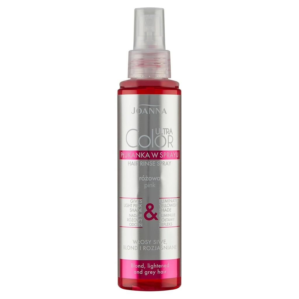 Joanna Ultra Color - Balsam de culoare roz pentru păr blond și deschis - Roz pastel - Strălucire naturală - Elimină nuanța galbenă din părul gri-blond - Efect temporar - 150 ml Vopsea pentru par Naty Shop Spray cu tonuri de blond roz 150 Ml (1 pachet)