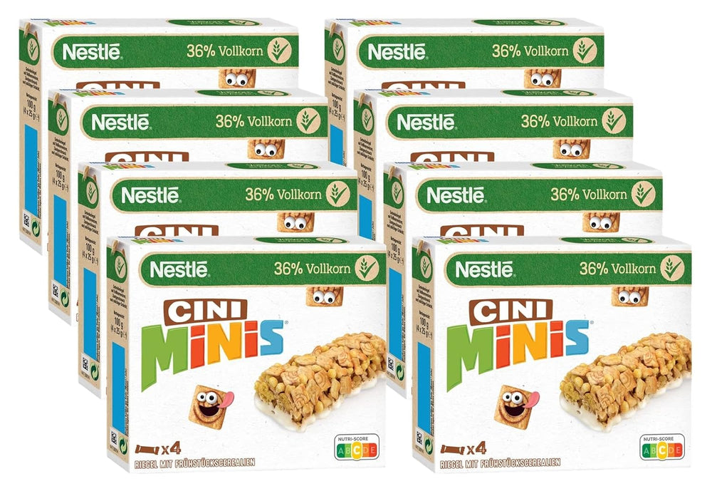 NESTLÉ CINI MINIS fahéjszeletek, teljes kiőrlésű kalcium ropogós snack, 8 csomag (egyenként 4 x 25 g)