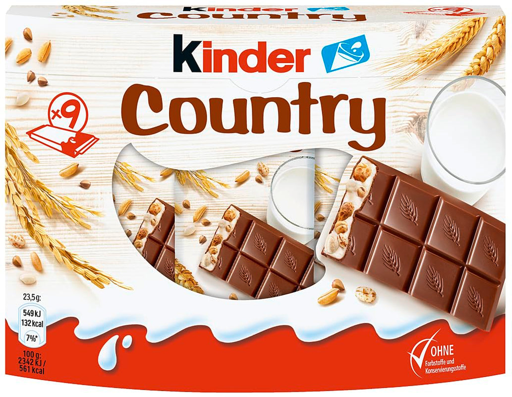 Kinder Country rudak, 9 rúd, 212 g