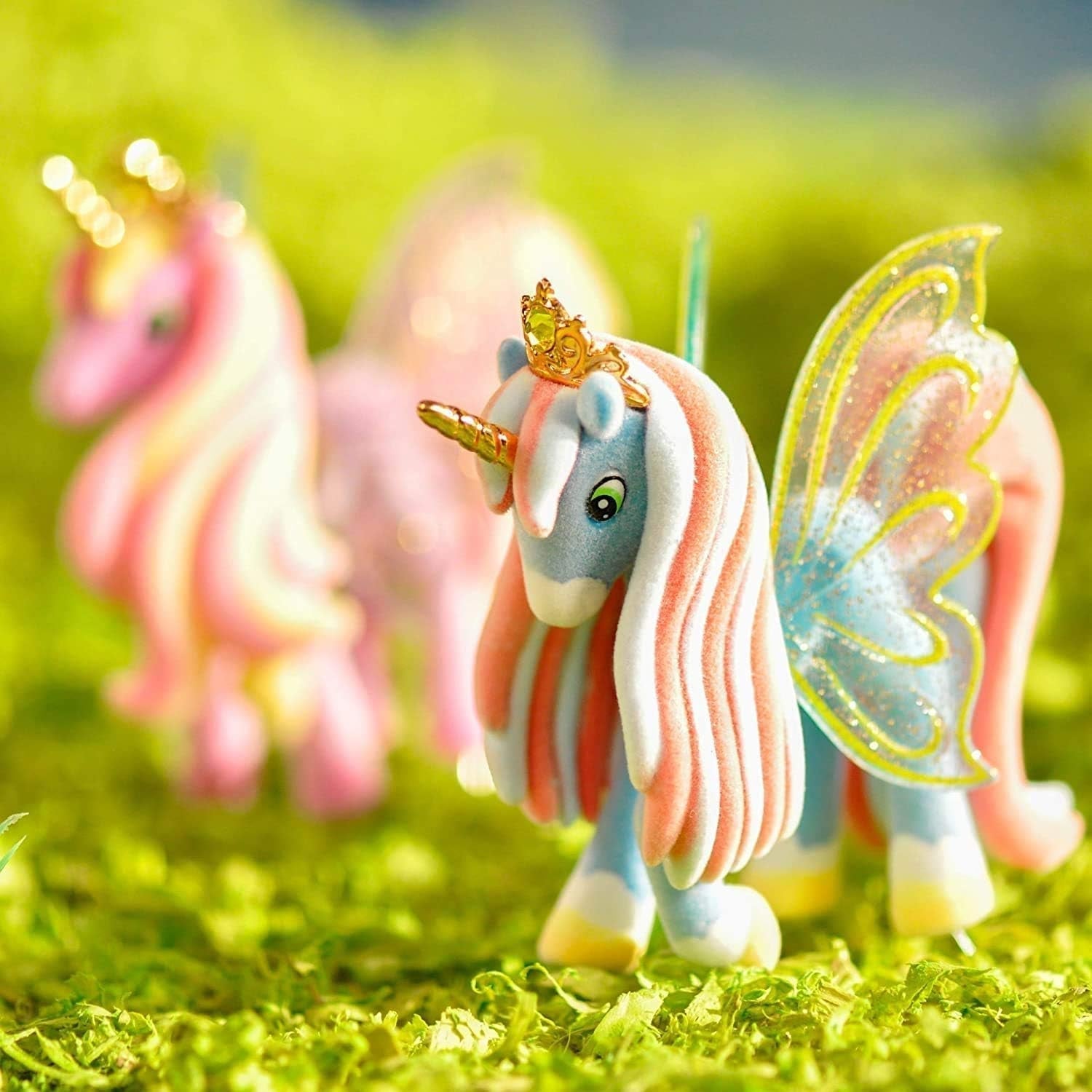 Galupy Unicorn - Pachet de 3 figurine unicorn, jucării unicorn de colecționat, figurine ponei cu aripi strălucitoare și cristal Swarovski Action figures Naty Shop