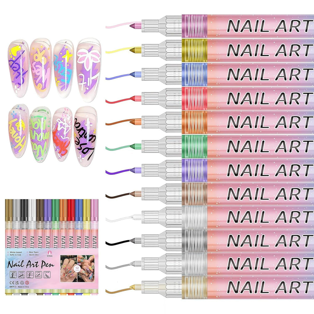 12 Farben 3D Nagellack Stift Set, Nail Art Pen Nagellackstifte Nageldesign Für DIY Nagelkunst, Beauty Schönheit, Maniküre Werkzeuge, Zuhause Und Den Nagel-Diy Nageldesign Zubehör