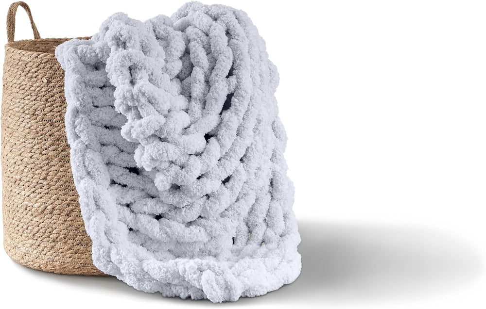 Vaskos kötött takaró, díszdoboz, 100% kézi kötésű jumbo zsenília fonallal (127 X 152,4 cm, lila szürke) Ágyak és takarók Adyrescia Light Grey 50"X60"