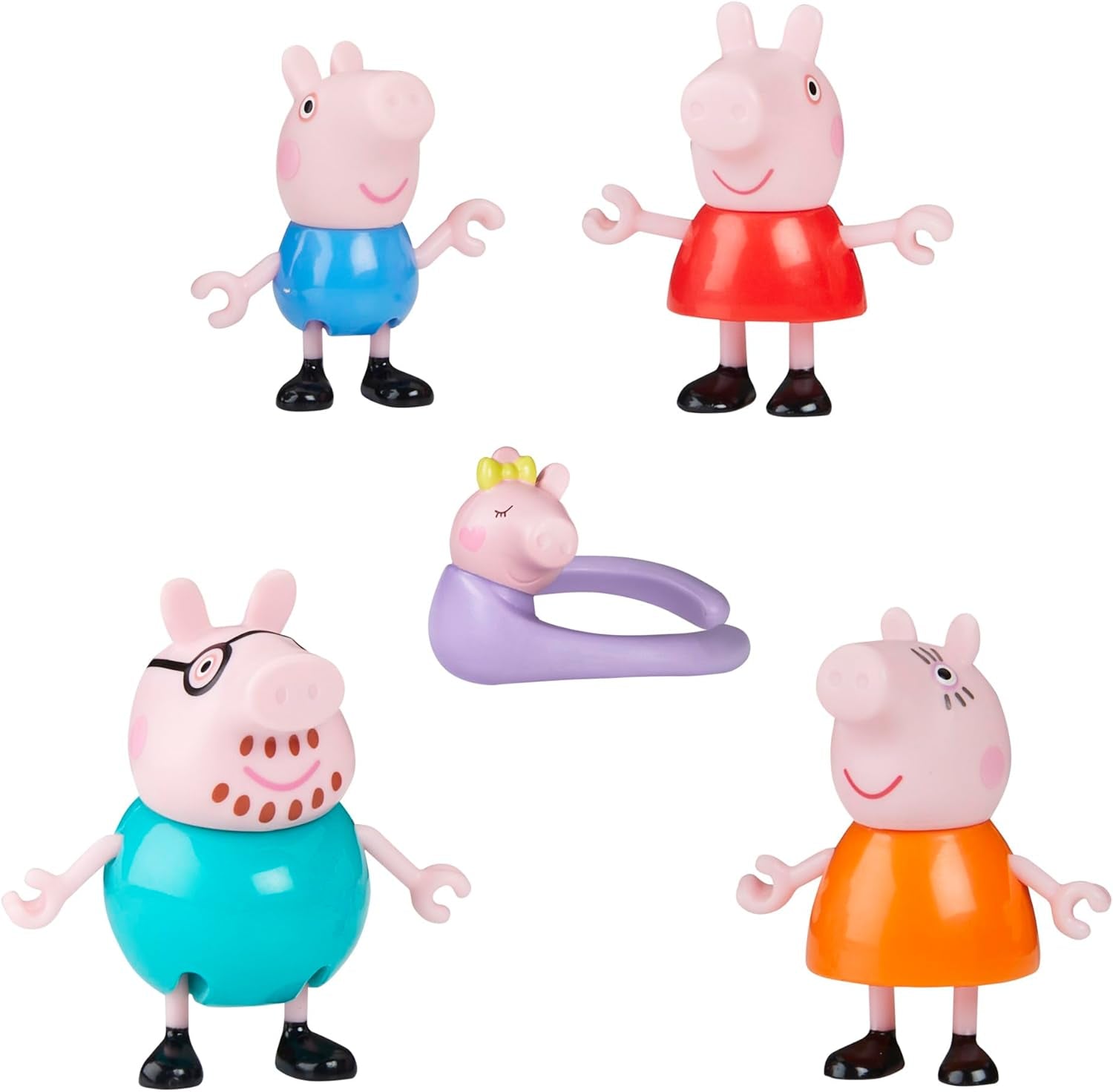 Peppa Pig Grunz und Kuschel Evie interaktive Babypuppe, 28 cm große Puppe für Mädchen mit 20 Geräuschen und vielen Funktionen, Spielzeug-Set für Kinder ab 3 Jahren