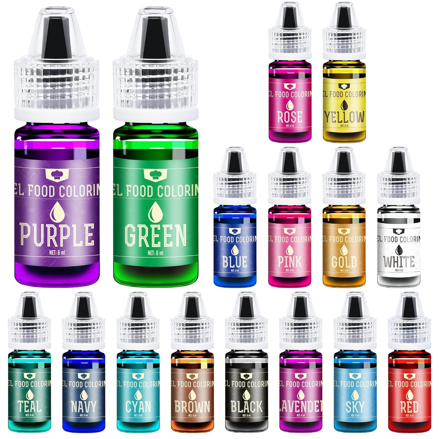 Lebensmittelfarbe Gel - 150G Konzentrierte Gel Lebensmittel Farben Zum Backen, Kuchen Dekorieren, Kekse Und Macaron - Zuckerfrei Food Coloring Für Getränken, Osterei, DIY Seifen Und Basteln (Weiß) Naty Shop 12 Farben