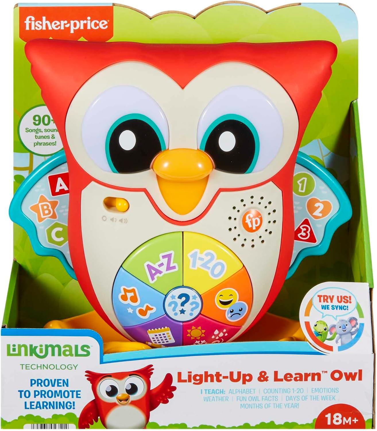Fisher-Price - BlinkiLinkis Smart Owl, versiunea italiană, jucărie interactivă de învățare cu muzică, lumini, melodii și fraze, jucărie pentru copii cu vârsta de peste 18 luni, HJN64 Jucarii Bebe Naty Shop