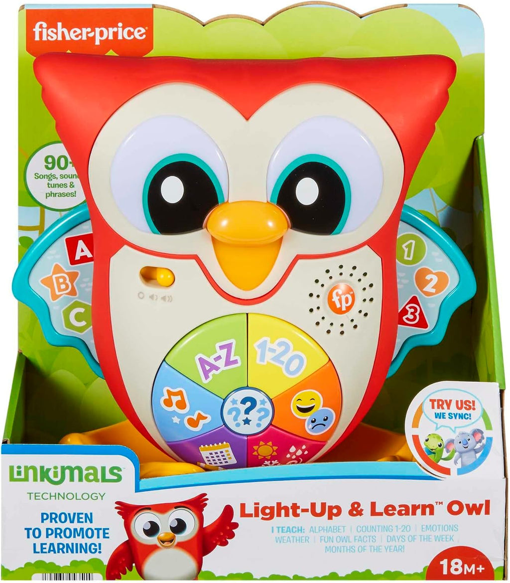 Fisher-Price - BlinkiLinkis Smart Owl, versiunea italiană, jucărie interactivă de învățare cu muzică, lumini, melodii și fraze, jucărie pentru copii cu vârsta de peste 18 luni, HJN64 Jucarii Bebe Naty Shop