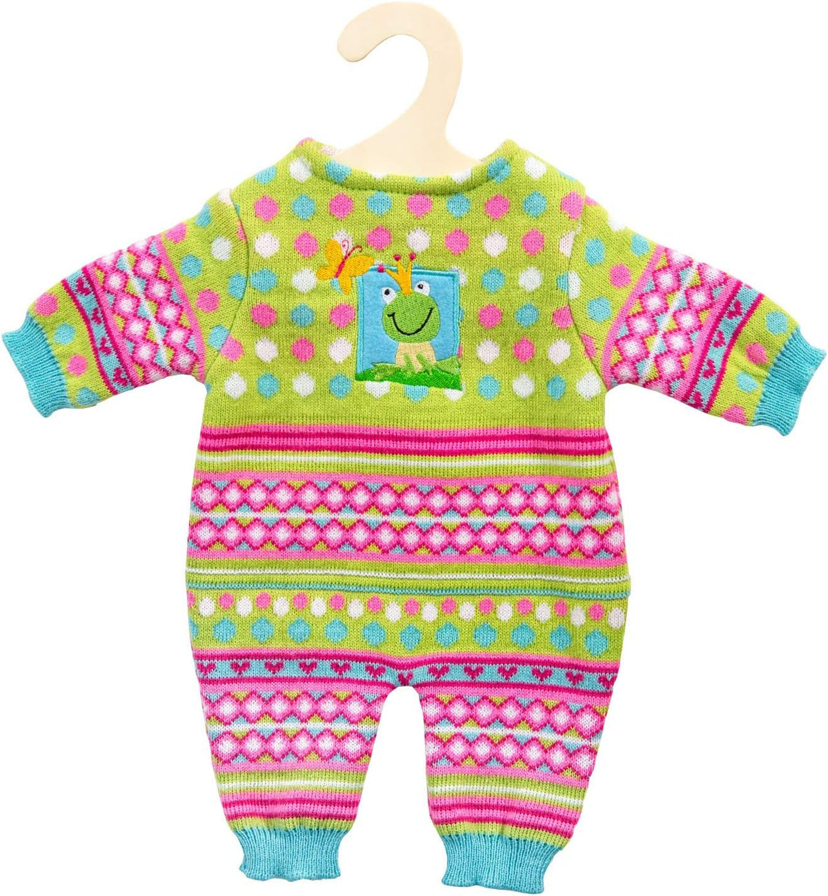 Heless 2666 - Strickstrampler für Puppen, Froschi, Größe 35 - 45 cm