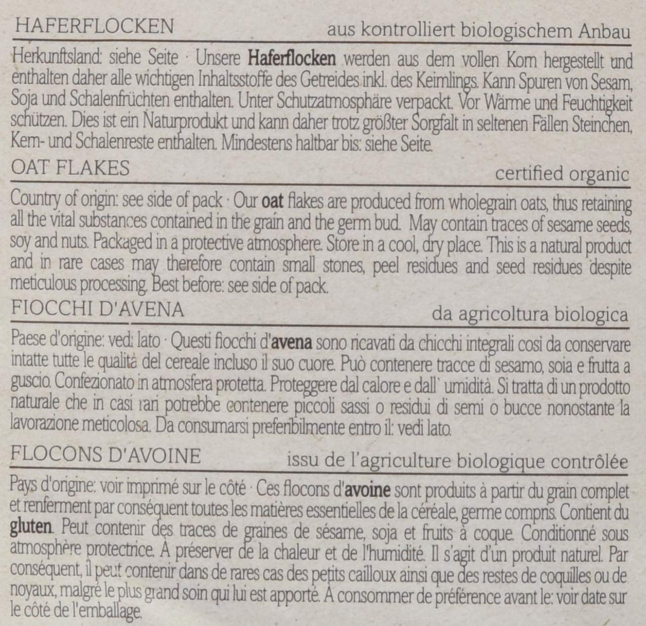 Verival bio zabpehely, 6 db-os csomag (6 x 500 g)