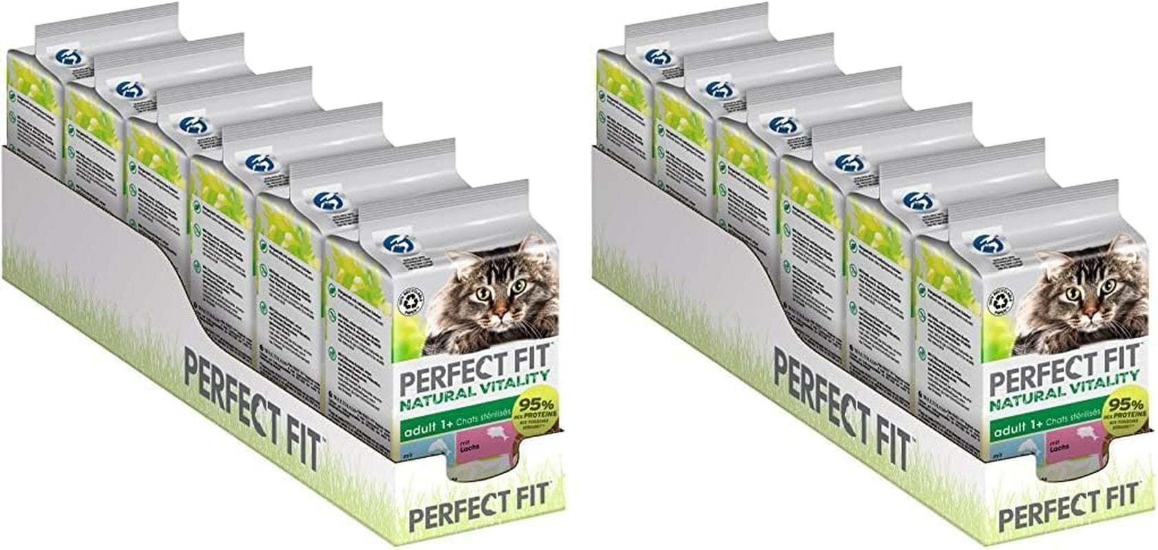 Hrană umedă pentru pisici PERFECT FIT Adult 1+ Premium - 36X50G săculeți - cu pește oceanic și curcan - hrană umedă pentru pisici - fără cereale