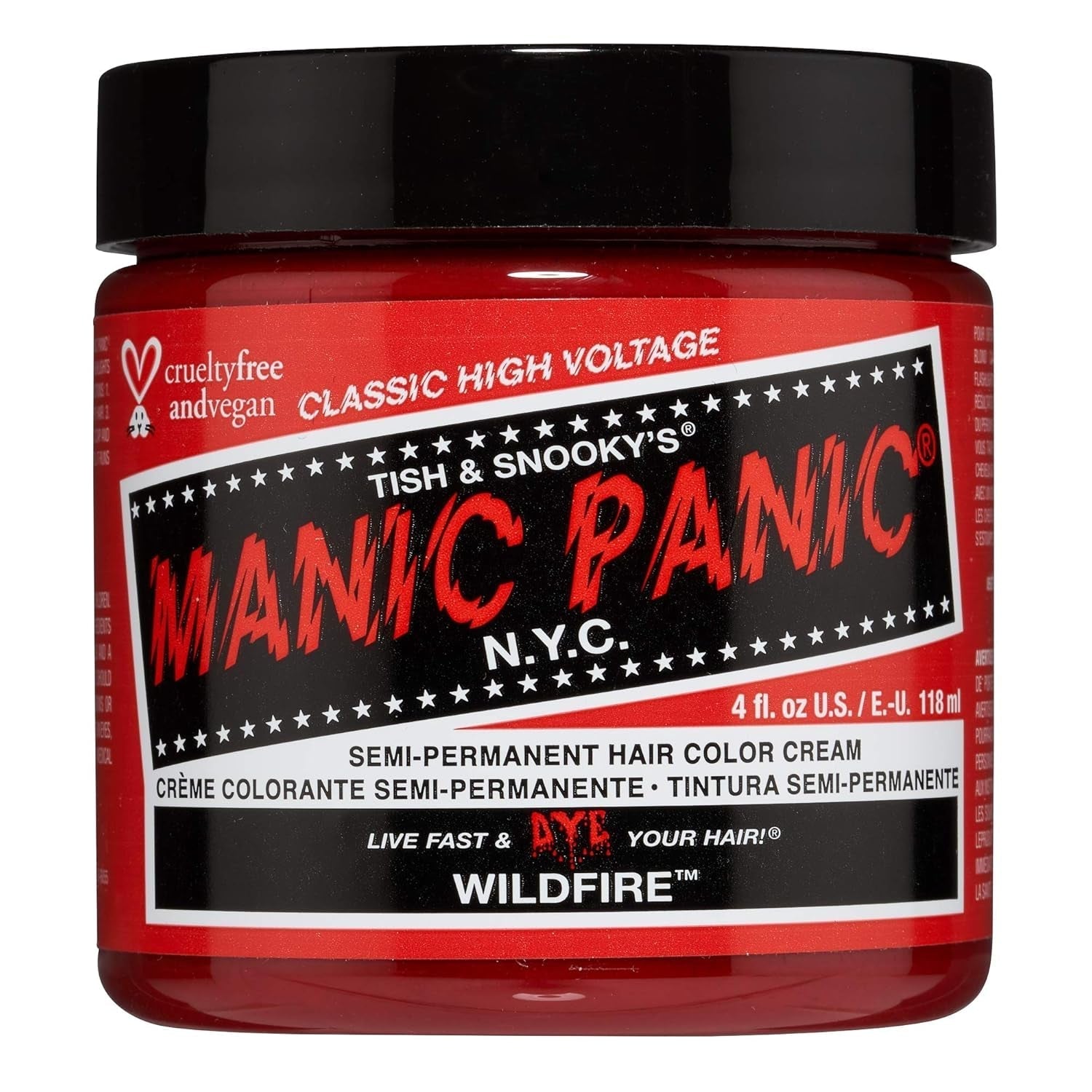 Manic Panic Electric Lizard Classic Cream, vegan, fără cruzime, vopsea de păr verde semipermanentă 118ml Vopsea pentru par Naty Shop Foc sălbatic 118 Ml (1 pachet)