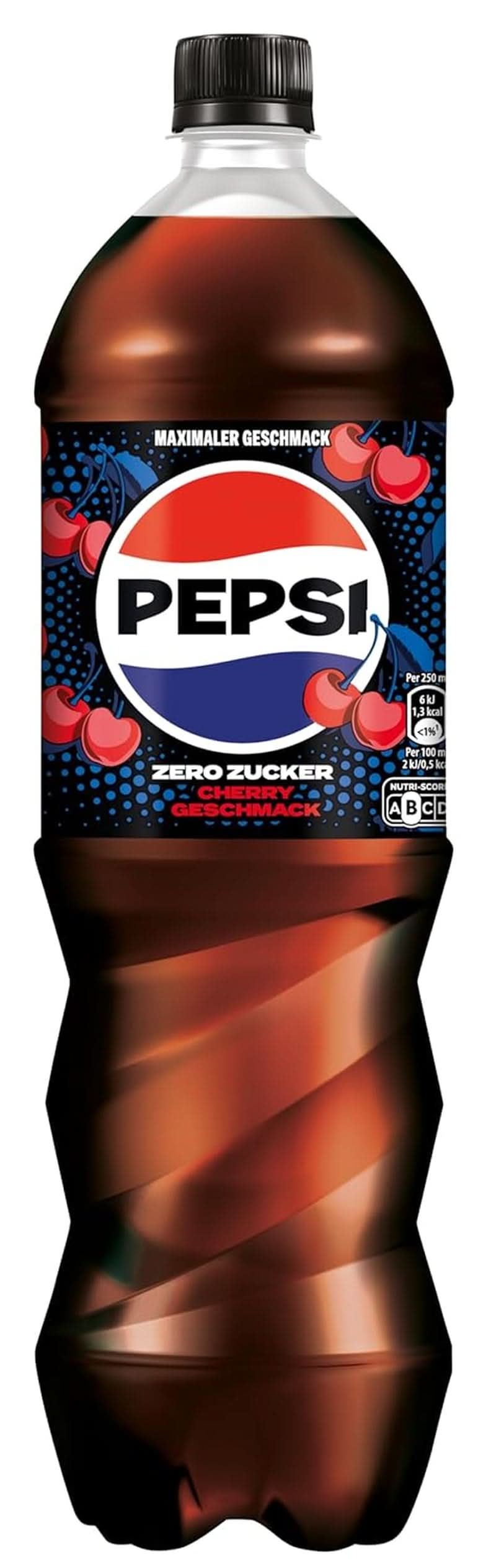 Pepsi Zero Sugar Cherry, Băutura răcoritoare fără zahăr, cola cofeinizată cu aromă de cireșe într-o sticlă, set 6 x 1,25 litri Naty Shop Versiunea Clasica