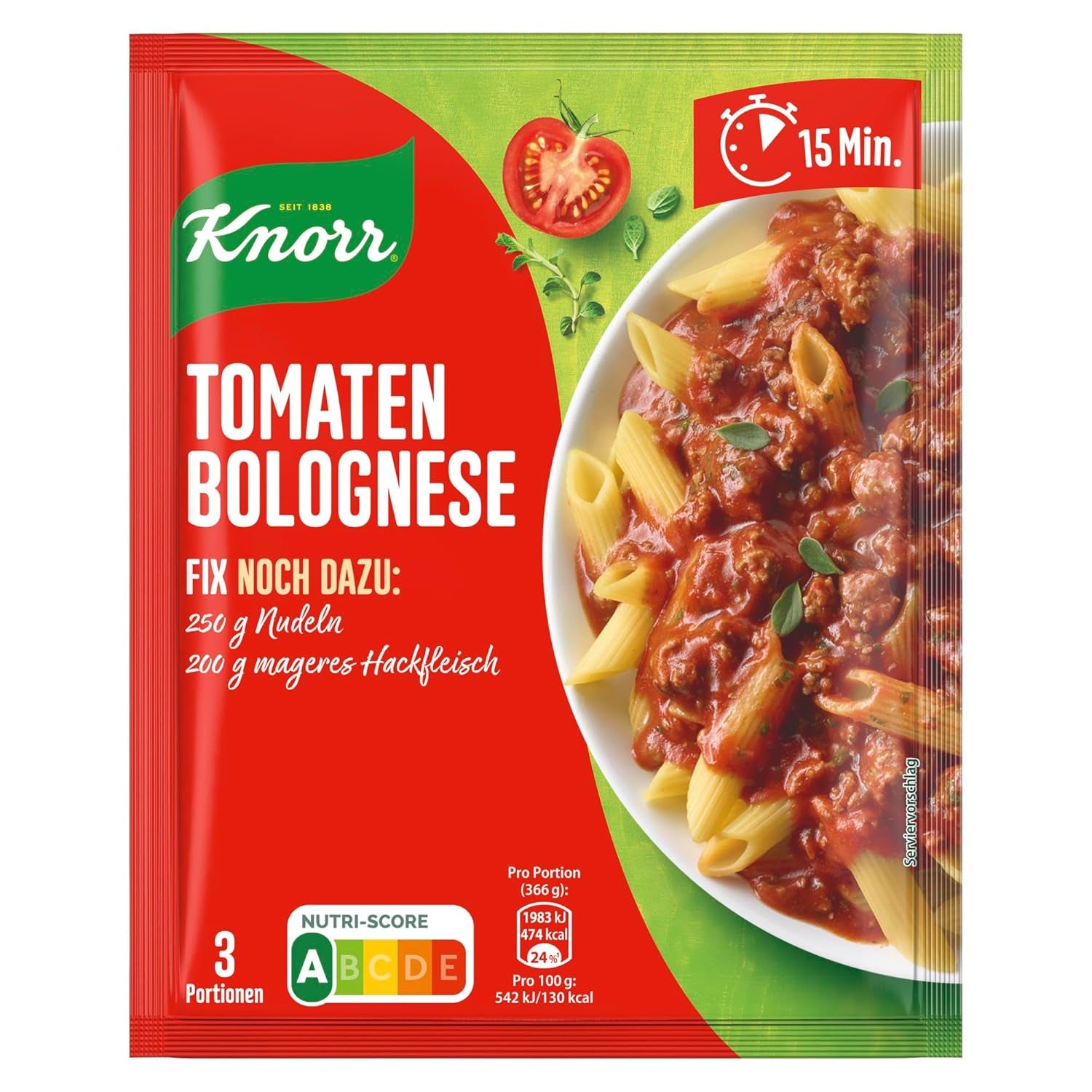 Knorr Fix Würzmischung Spaghetti Bolognese finom tésztaételhez természetes alapanyagokból 40 g
