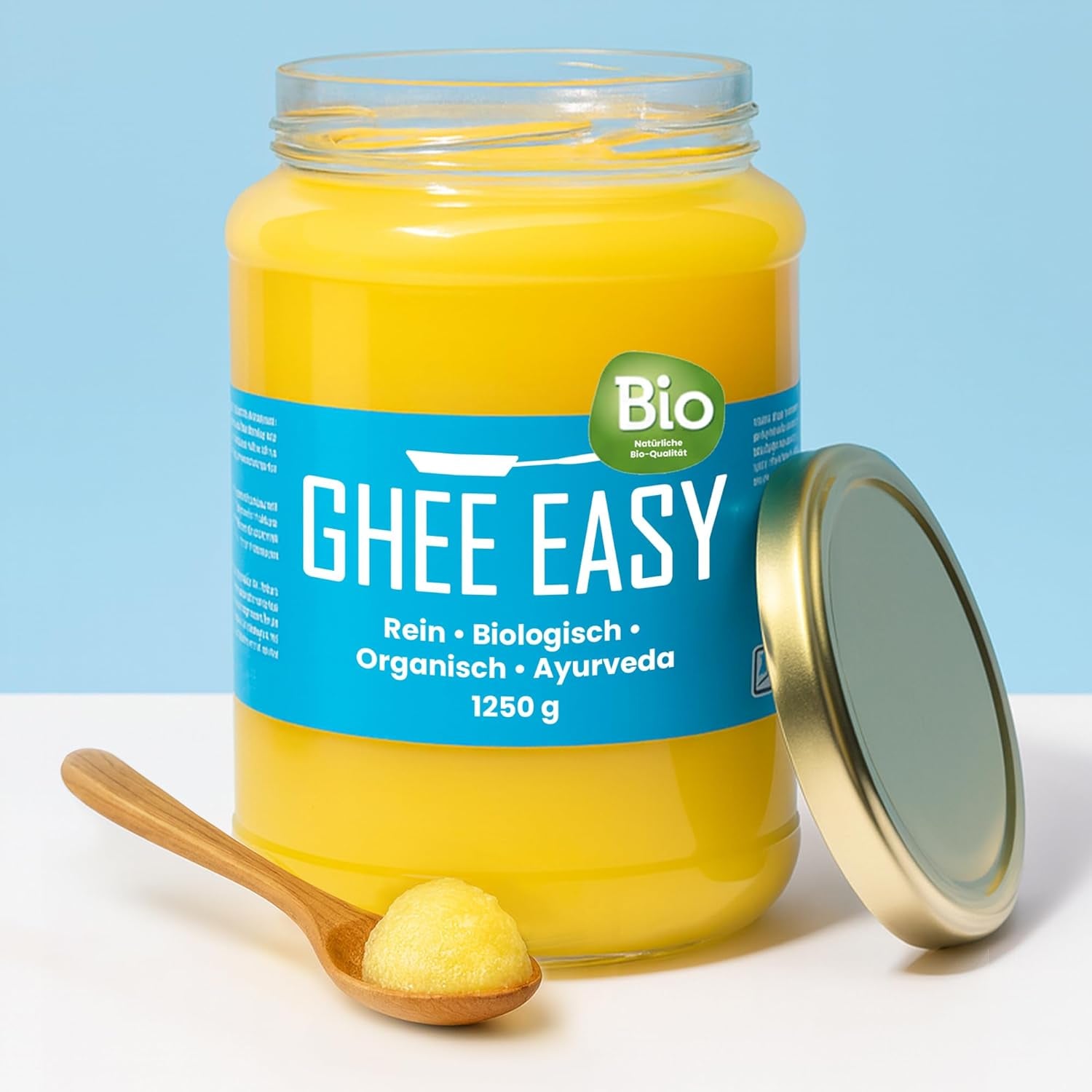 Ghee Easy 850g Ghee Bio von Grasgefütterten Kühen - Ghee Butter ohne Zusatzstoffe - Zertifiziert Organisch & Biologisch - Hochreines Ayurveda Ghee ohne Laktóz és glutén - 100% Europäisch