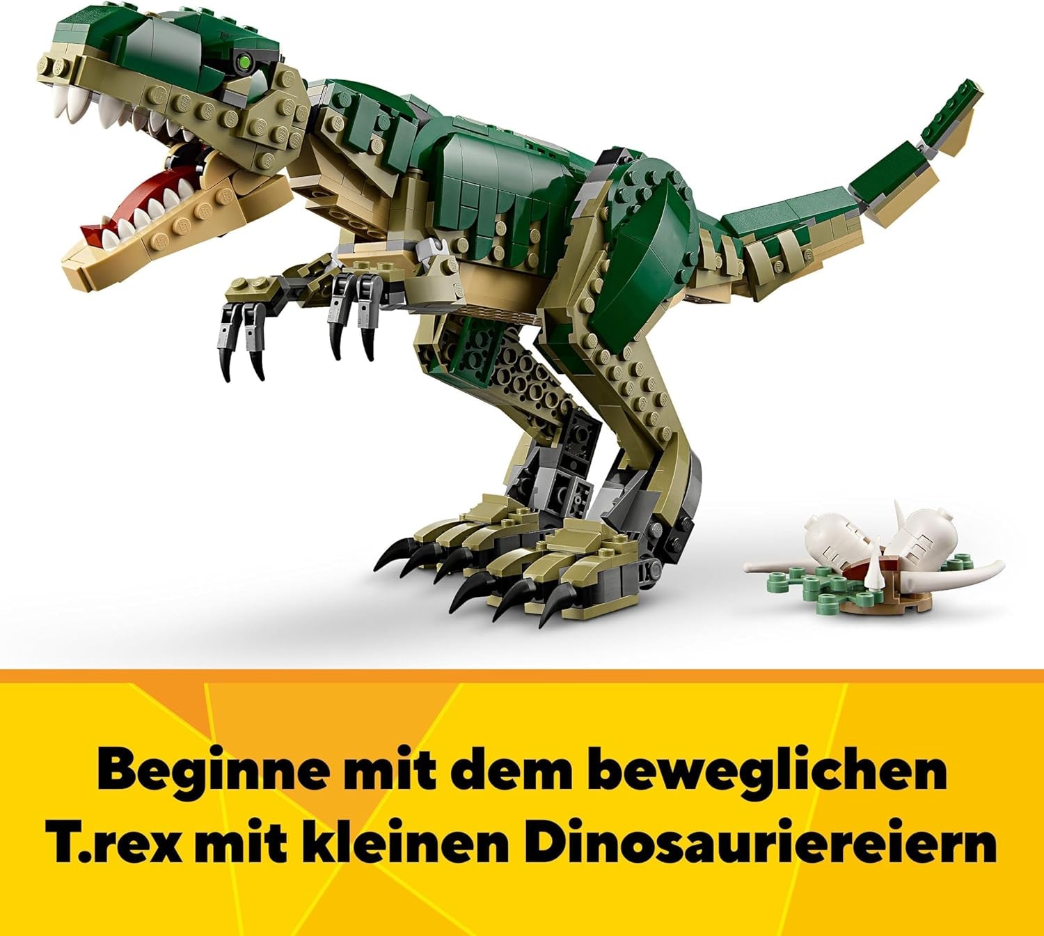 LEGO Creator T.Rex, Dino 3 az 1-ben átalakítható Triceratops vagy Pterodactyl, Mobil dinoszaurusz modell gyerekeknek, Ajándék fiúknak és lányoknak 31151 Építőkészletek Besuche den LEGO-Store