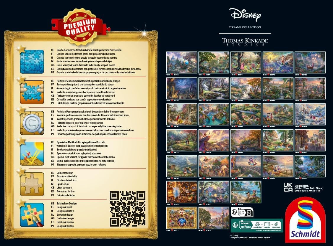 Schmidt Spiele 58043 Thomas Kinkade, Disney, Cenușăreasa dansând în lumina stelelor, puzzle jigsaw 1000 piese, colorat Puzzle Naty Shop