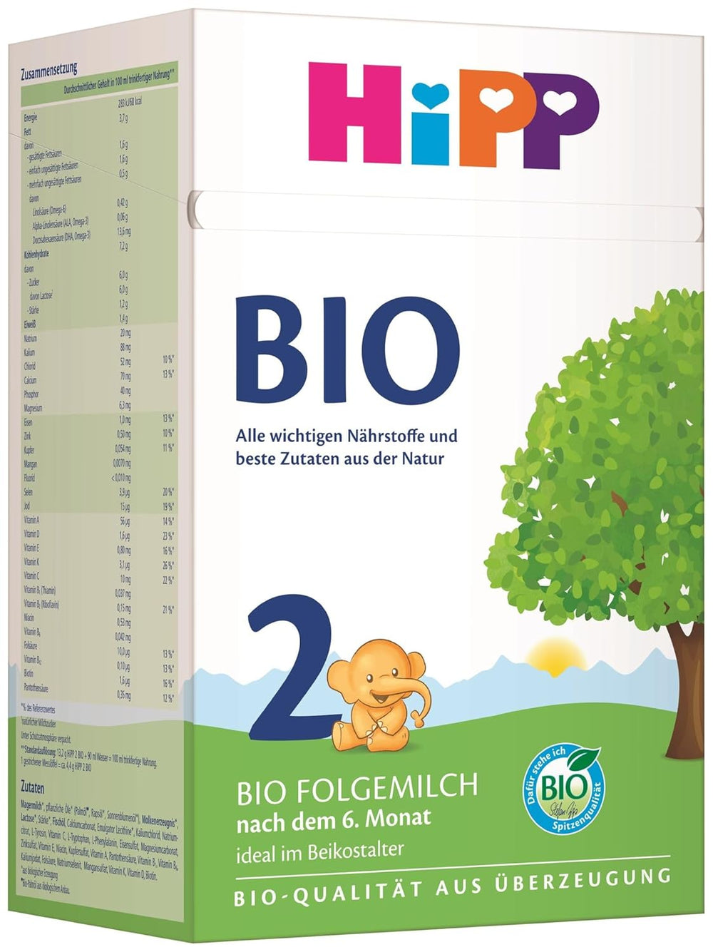 HiPP 2 Organic anyatej (4 x 600g), 6 hónap után, Omega-3-mal (DHA, ALA), kalciummal és könnyen elkészíthető biokeményítővel, a legjobb bio minőségben
