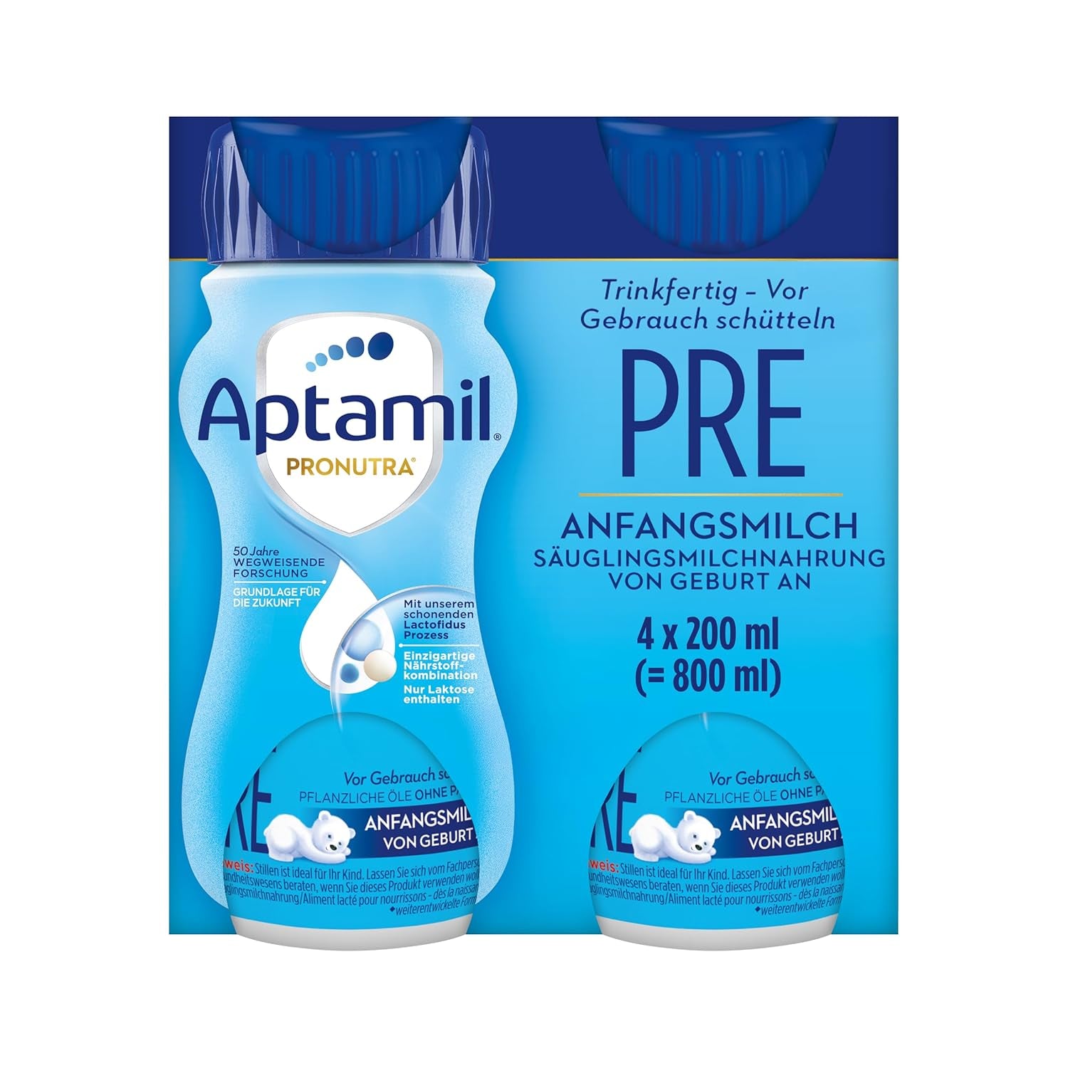 Aptamil Pronutra Pre - Csecsemőtápszer születéstől - Növényi olajokkal, pálmaolaj nélkül - 6 x 4 x 200 ml (4800 ml)