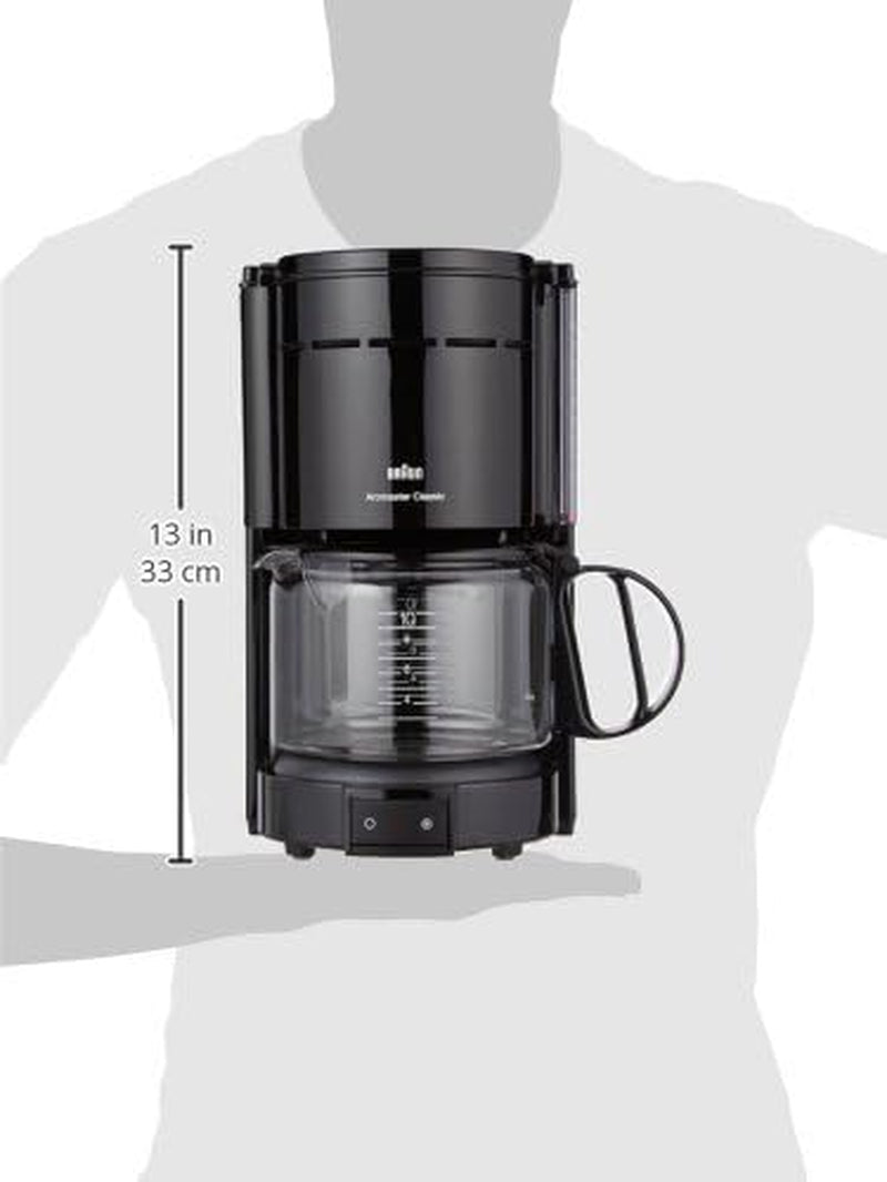 Espressor Braun KF 47 BK - Espressor cu filtru și carafă de sticlă pentru cafea clasică la filtru, cafea aromată datorită sistemului OptiBrew, sistem anti-picurare, oprire automată, negru