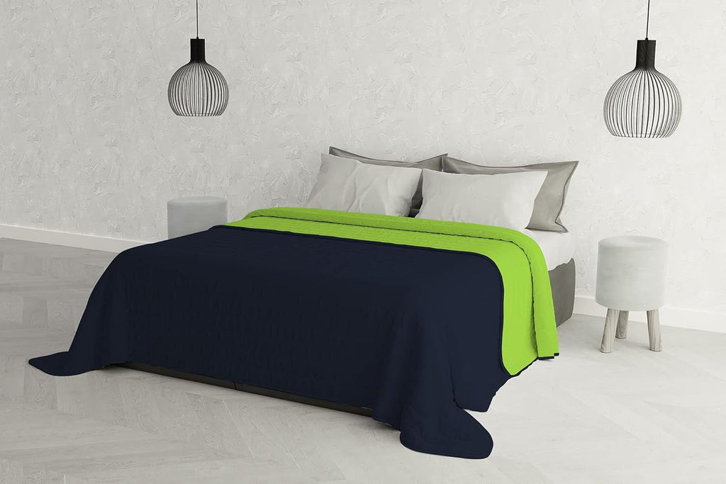 Cuvertură elegantă pentru pat dublu 260 X 270 Cm Blu Scuro/Verde Mela Paturi si Cuverturi Besuche den Italian Bed Linen-Store Blu Scuro/Verde Mela