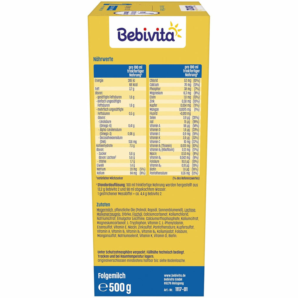 2 Folgemilch (4 x 500 g), nach dem 6. Monat, C- és D-vitaminnal, Omega-3-mal (DHA), más összetétellel