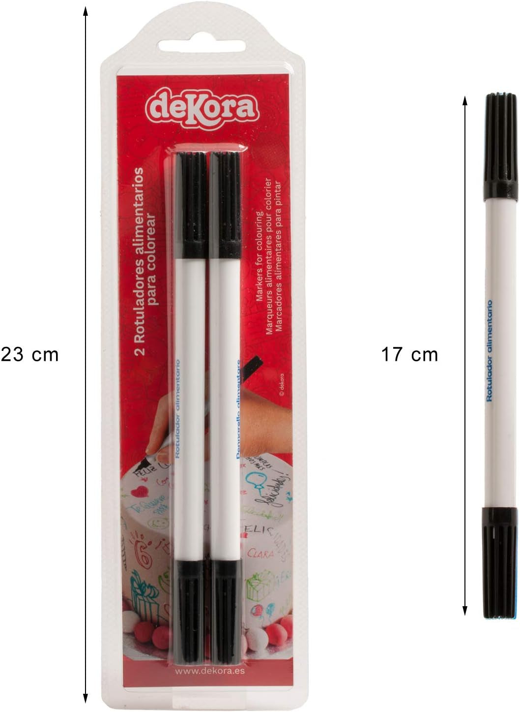 Dekora 414094 - Pixuri negre colorante alimentare pentru decorarea brioșelor, fondant sau hârtie comestibilă - Culoare neagră, Negru