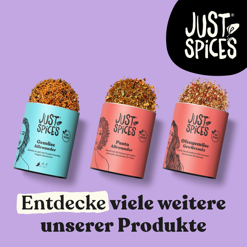 Just Spices Gemüse Allrounder I Jedes Gemüse von Padlizsán bis Cukkini lecker würzen I Gewürzdose, 75 g
