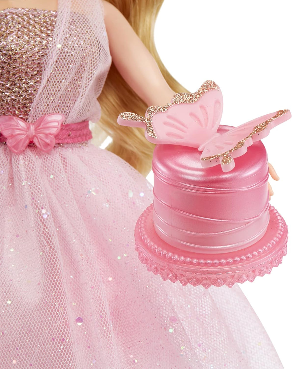 MGA's Dream Ella Ünnepeljük Bábát - ARIA - 29 cm-es nagy szőke Party Modepuppe - Rosa & Gold Glitter Konfettischmetterlinge - 5 kiegészítő - Für Sammler & Kinder ab 4 Jahren