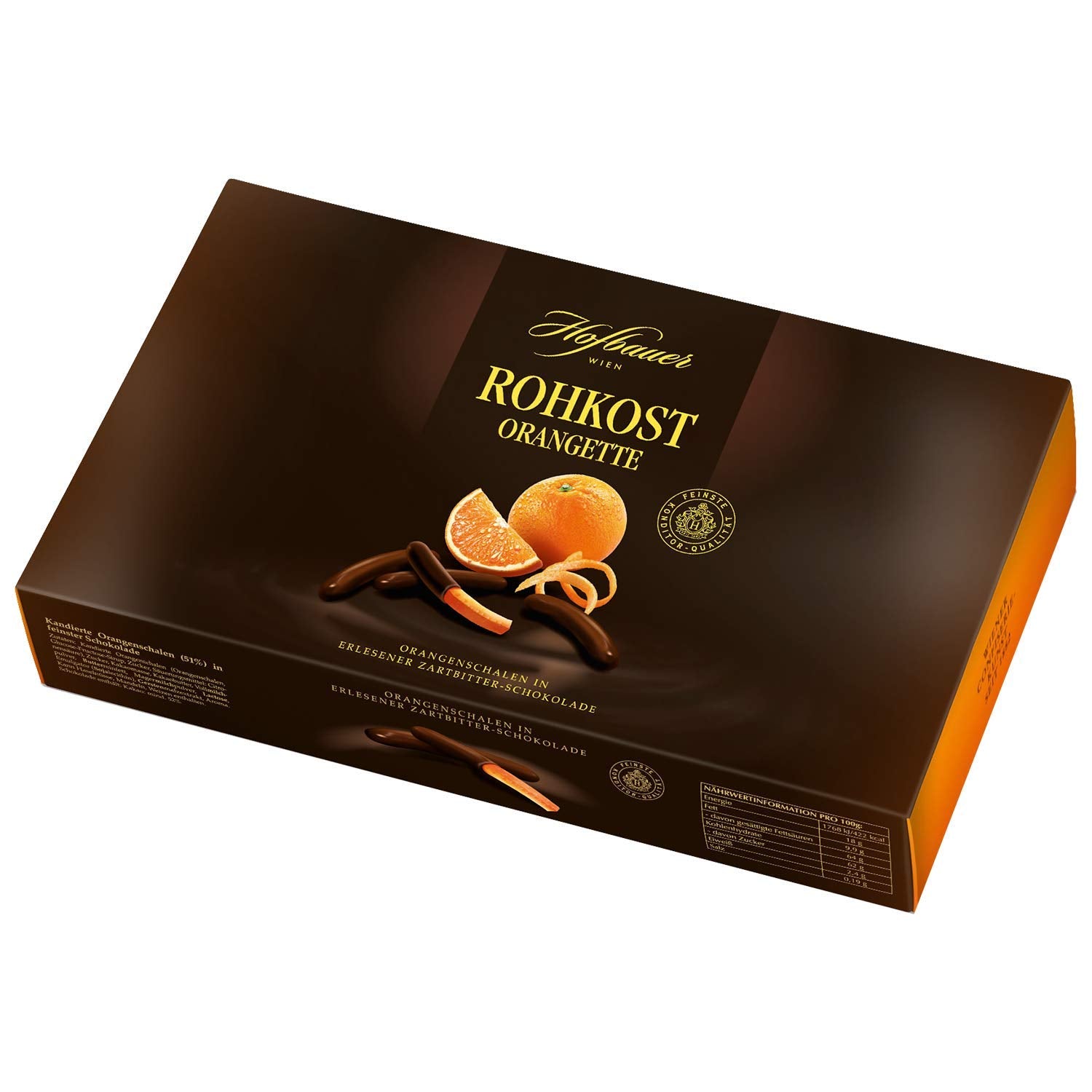 Hofbauer Vienna Orangette nyers, csokoládéval bevont narancsszeletek, 1000 g