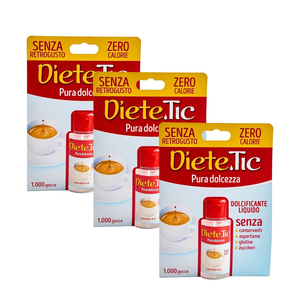 Kalóriamentes folyékony édesítőszer, spray mérete 3 x 50 ml (1 csepp MAXI = 1 teáskanál cukor), gluténmentes, tartósítószer- és aszpartámmentes, ideális desszertekhez, italokhoz és joghurtokhoz