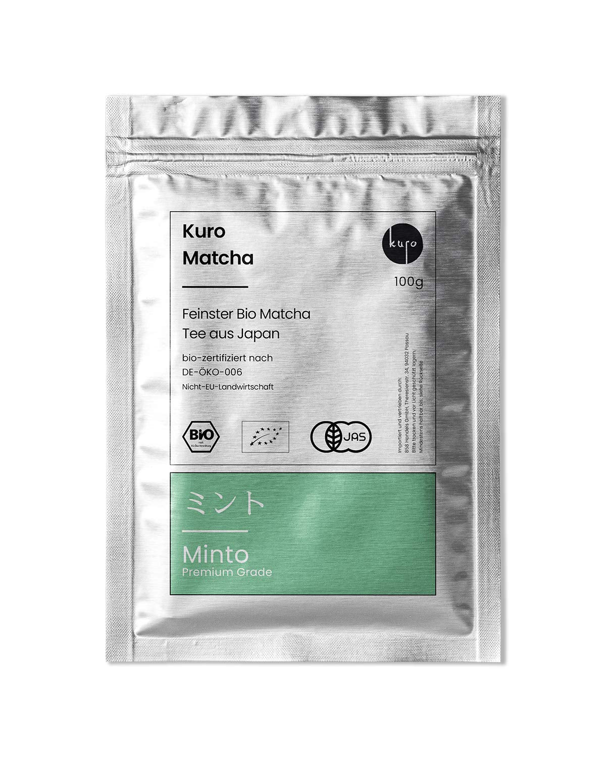Pudră de matcha bio Minto – Ceai matcha bio premium din Japonia (30 g) – Pudră de ceai verde certificată bio conform DE-ÖKO-006