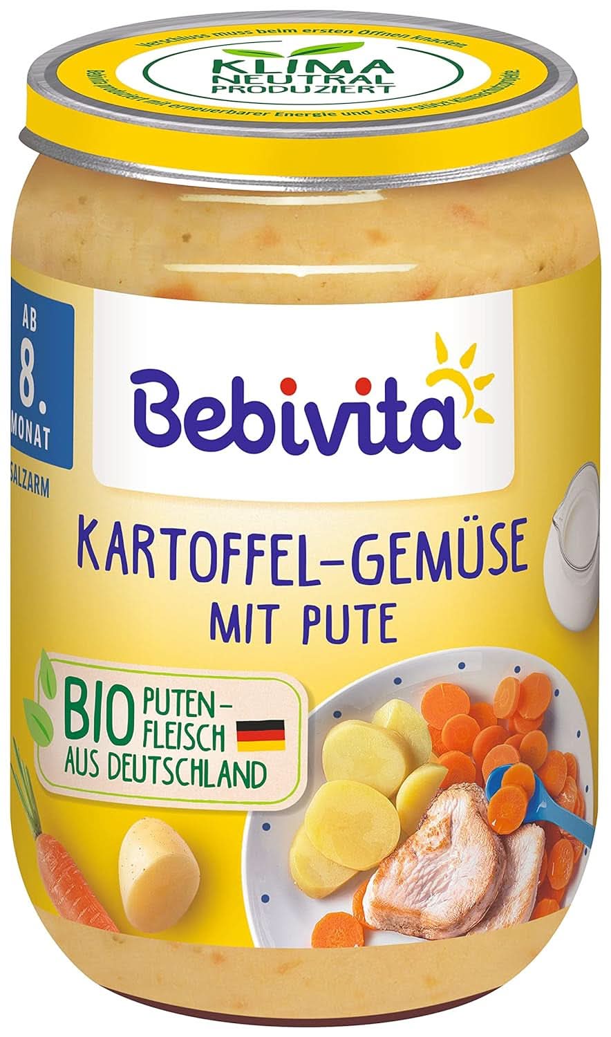 Menük 8 hónapos kortól Bolognai spagetti, 6 db-os kiszerelésben (6 x 220 gramm), közepes Anya és Gyermek Naty Shop 220 gramm Burgonya és zöldség pulykával
