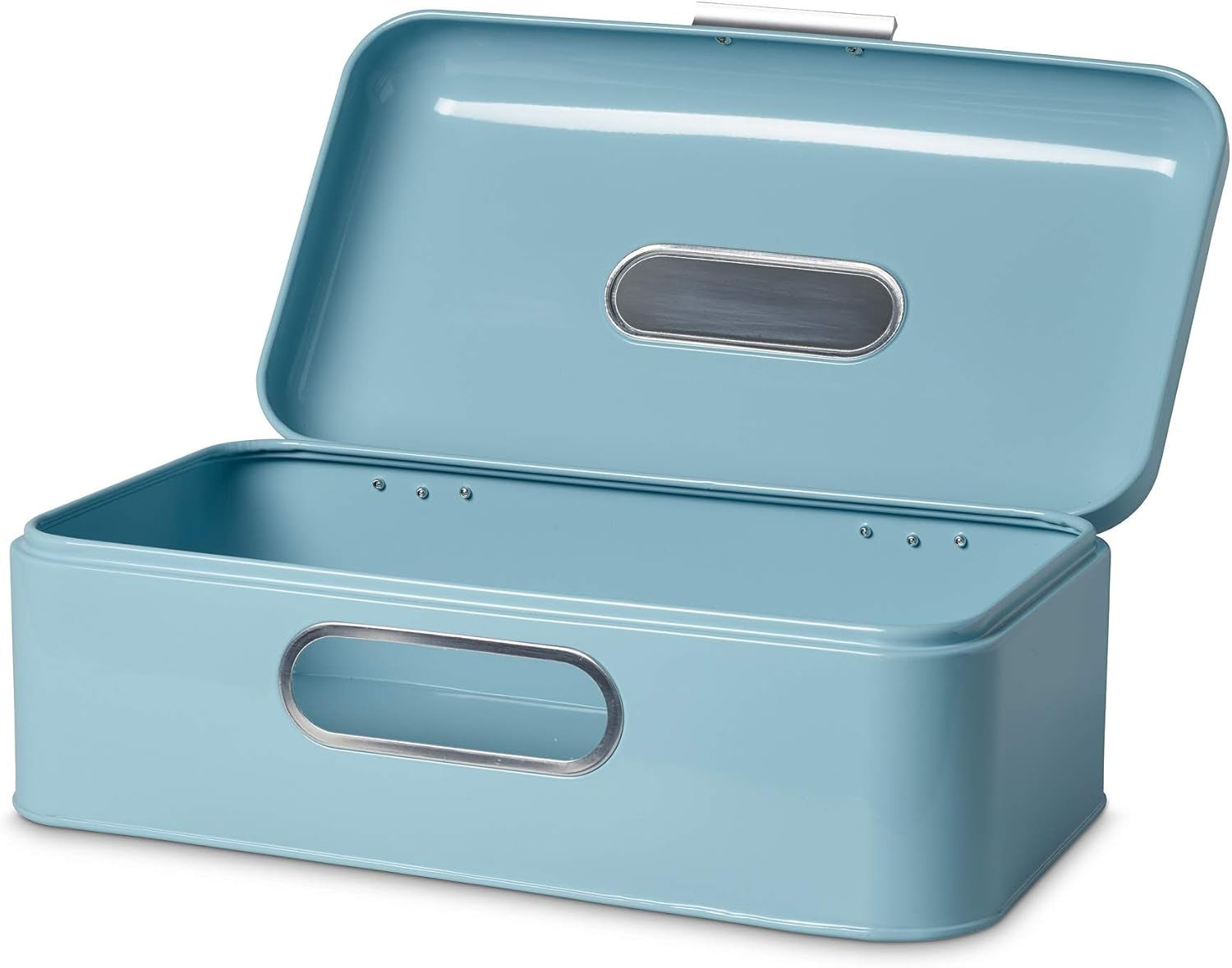 ECHTWERK coș metalic retro pentru pâine cu fereastră de vizualizare și capac, set de 3 cutii de depozitare elegante, capacitate 1,4 litri, roșu Cutii depozitare alimente Naty Shop Albastru deschis Mare Singur