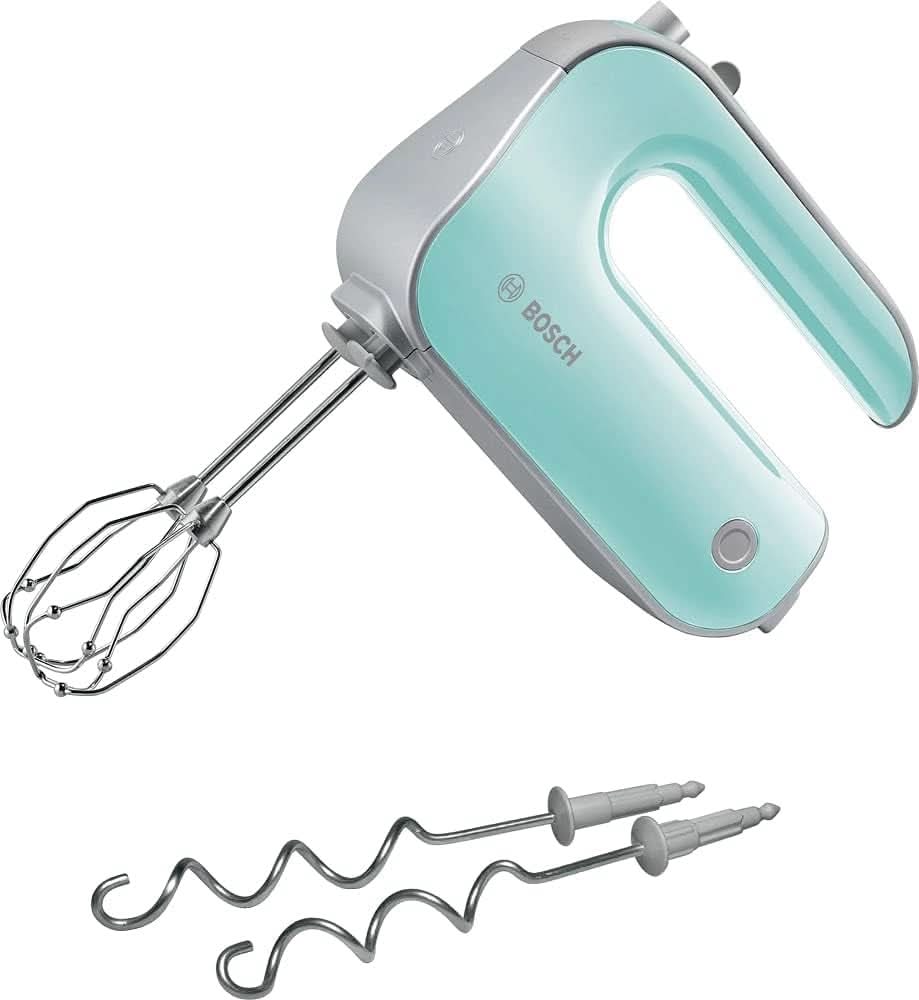 Bosch Handrührer Styline MFQ4835DE, 2X2 Rührbesen, 2 Edelstahl-Nethaken, Spülmaschinengeeignet, 575 W, Weiß Kitchen Naty Shop Mint türkiz/ezüst