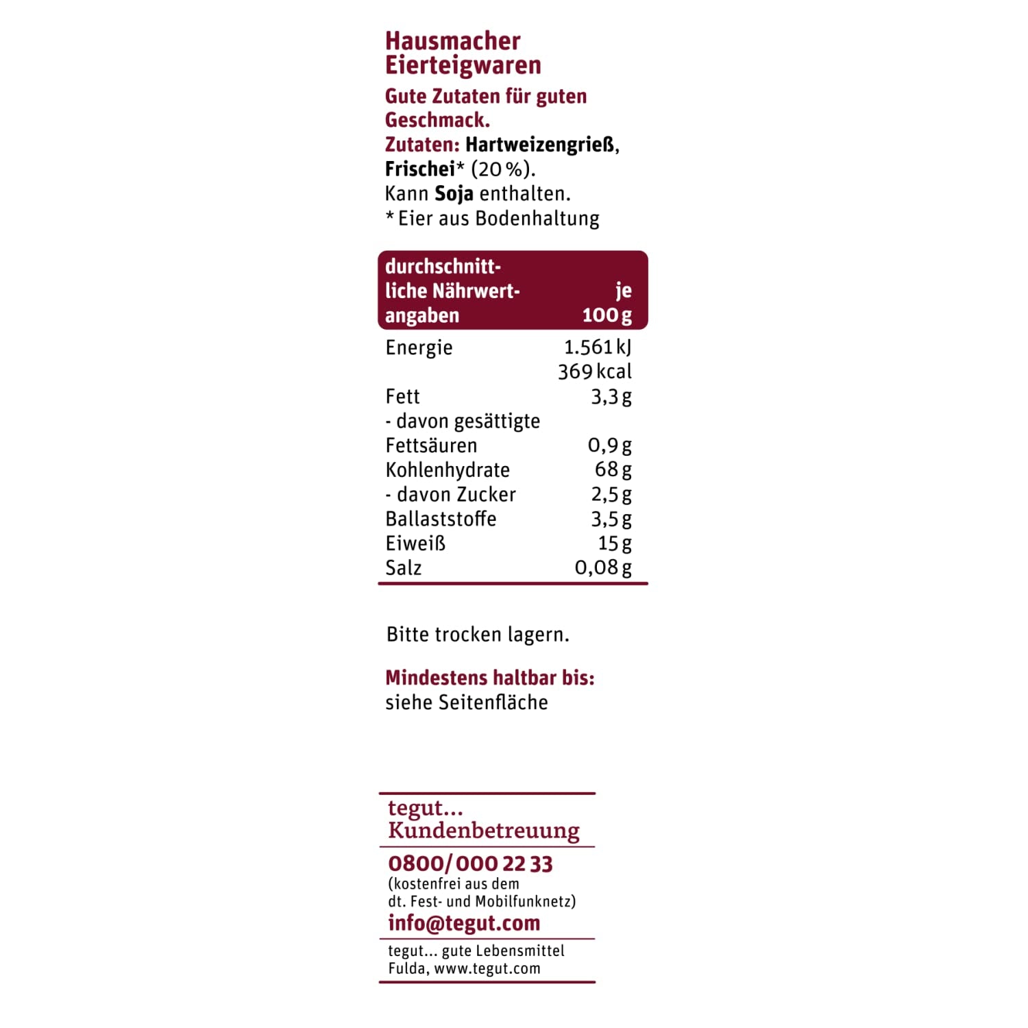 tegut... Tojásos tészta Waves - Szalagtészta, 1 x 500 g