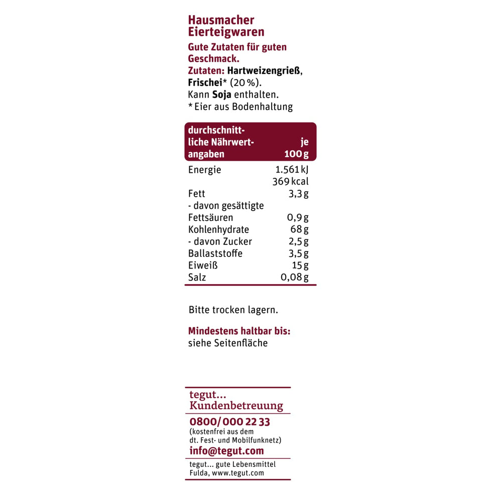 tegut... Tojásos tészta Waves - Szalagtészta, 1 x 500 g