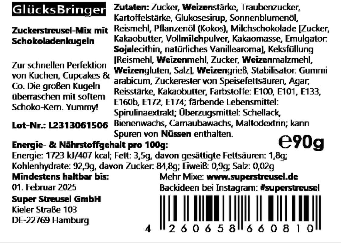 Super Streusel, Lucky Charms, Green Sugar Sprinkles, 90 grammos Sprinkles Naty Shop