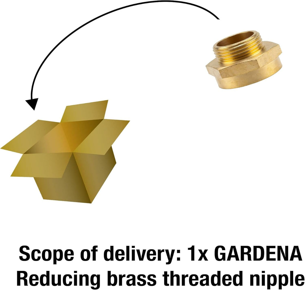 Niplu filetat reducător din alamă Gardena: Conector din alamă pentru reducție filetată, de exemplu, pentru pompe, filet exterior de 33,3 mm (G 1 inch) / filet interior de 42 mm (G 1 1/4 inch) (7266-20)
