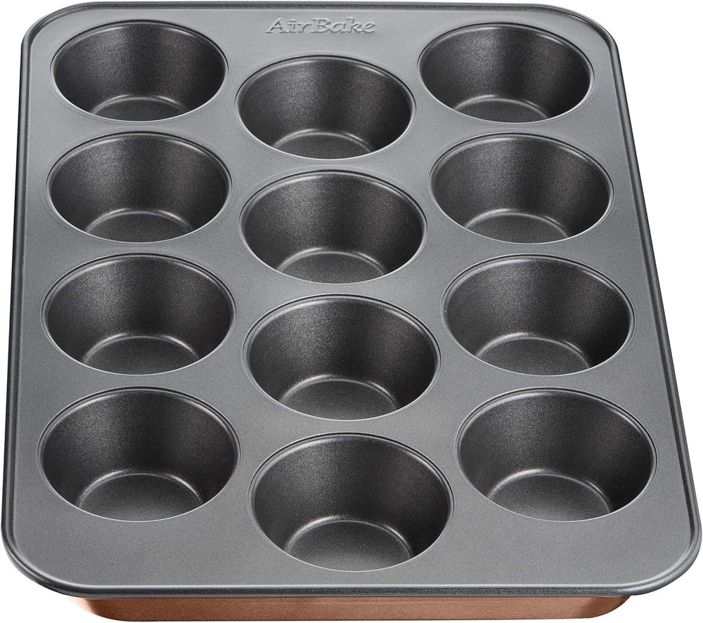 Tefal Airbake J2555014 Muffinform, Antihaftbeschichtung, Karbonstahl, Braun, 29 X 41 cm Sütőformák és tálcák Naty Shop