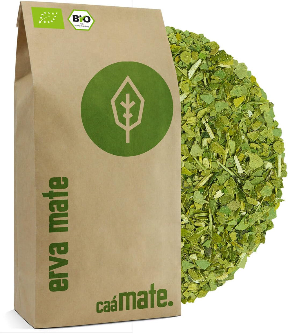Ceai Mate BIO 1KG ● Proaspăt și verde ● Yerba Mate original ● Uscat la aer ● Fără fum ● Fără plastic ● Echitabil ● Ceai Mate din frunze de Mate, ramuri de Mate și pudră de frunze de Mate ● DE-ÖKO-006
