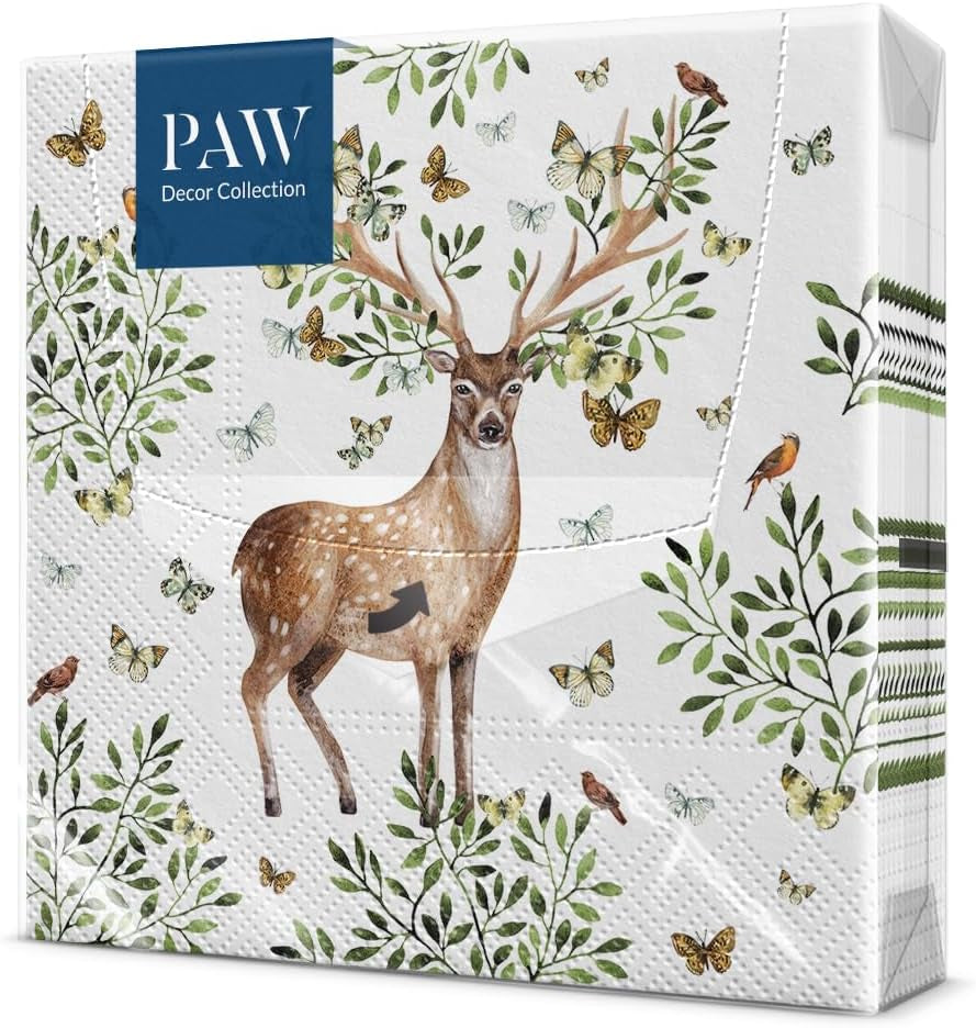 PAW - Șervețele 3 straturi (33 X 33 Cm) I 20 bucăți I Perfect pentru zile de naștere, petreceri, nunți, comuniuni și sărbători I Decorațiuni de masă șervețele de hârtie colorate - Monkey Jungle Fauna & Flora I Monkey Fun