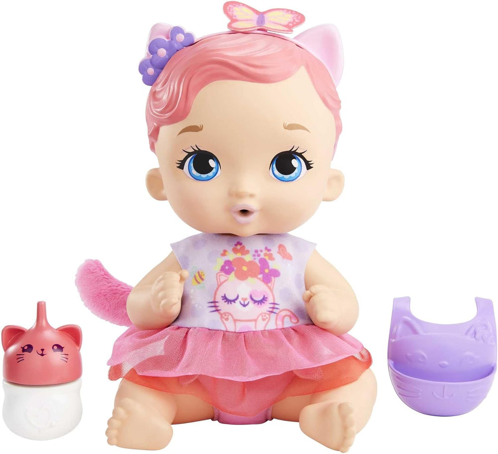 My Garden Baby HHL21 - Katzen-Baby Puppe (rózsaszín Haare) mit Katzenohren und süßem Jasmin-Duft, beleértve a Lätzchen, Fläschchen und Stoffwindel, Spielzeug für Kinder - ab 3 Jahren