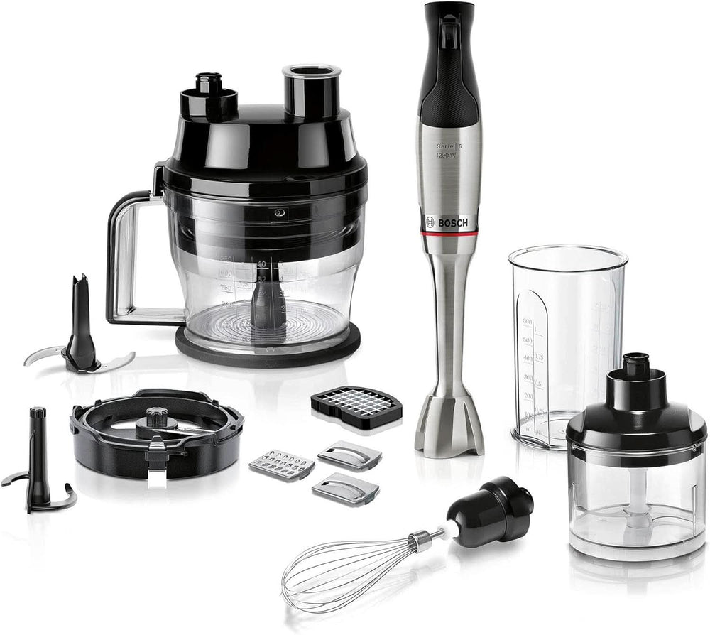 Bosch Standmixer Ergomaster Serie 6 MSM6M810, Einhändig Bedienbar, 10 Jahre Motorgarantie, Edelstahl-Klingen, Verschleißfreie Keramik-Kupplung, Luftkühlung, Quattroblade, Mixbecher, 1200 W, Nathon Edelstahl 1200 W, 1200 W.