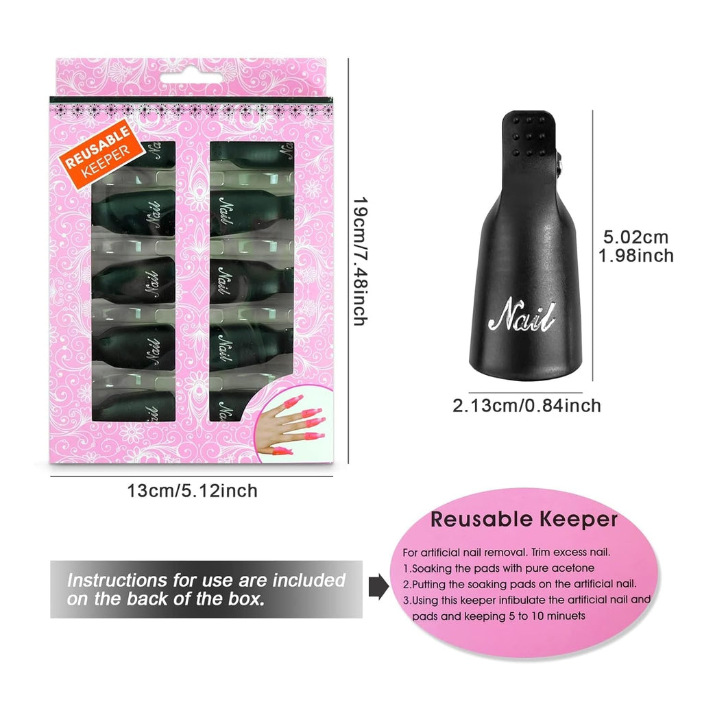 Hanyousheng Nagellackentferner Clips, Nagel Clips,10 Stück Schwarz Nagelclips, Nagel Klammer, Nails Art ​Gel Cap, Soak off Clip Cap UV Gel Poliermittel Entferner Wrap Nail Tool
